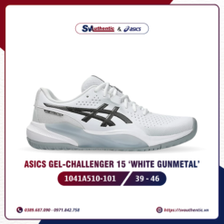 Giày Tennis Pickleball Nam Asics Gel Challenge 15 White / Gunmetal (1041A510-101)