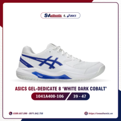 Giày Tennis Pickleball Nam Asics Gel-Dedicate 8 White Dark Cobalt (1041A408-106)
