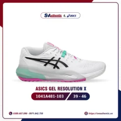 Giày Tennis Pickleball Nam ASICS GEL RESOLUTION X  WHITE/AURORA GREEN (1041A481-103)