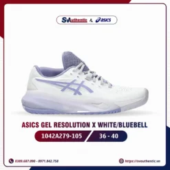 Giày Tennis Pickleball Nữ Asics Gel Resolution X  White/Blue Bell (1042A279-105)